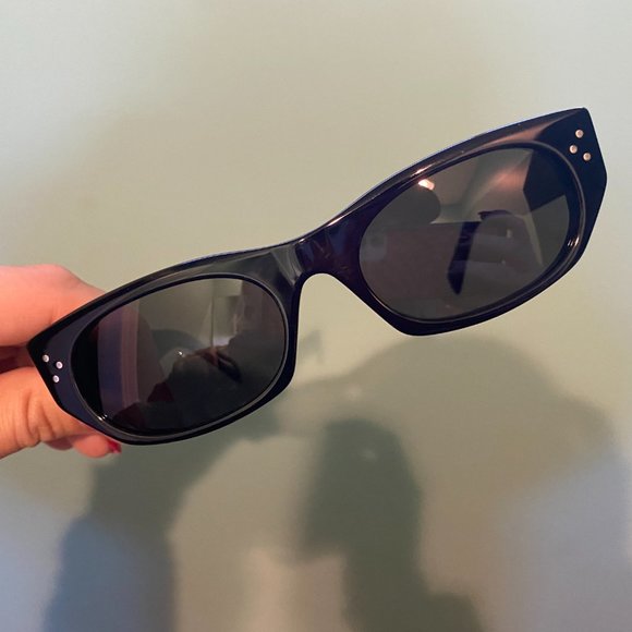 Celine Black Acetate Sunglasses Low Profile NEW - Picture 8 of 9